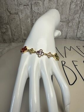 Gold-Tone Multicolor Floral Bracelet